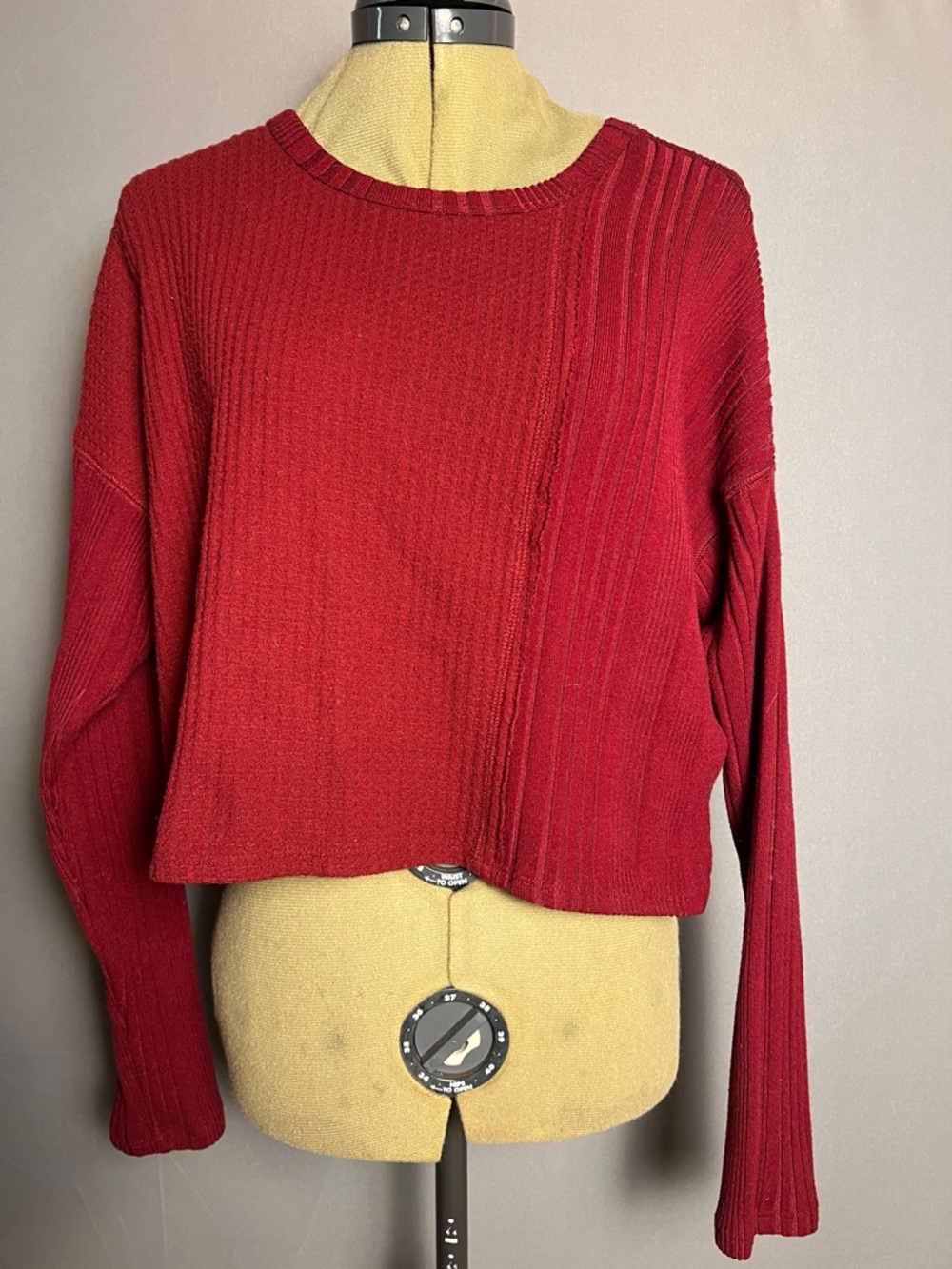 wild fable Red Ribbed Cropped Sweater